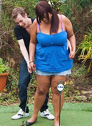 Super sweet looking black fattie seduced a golf coach with her smoking curves